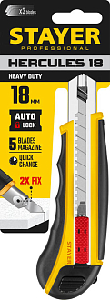 Нож HERCULES-18STAYER 18 мм, сегментированное лезвие, автостоп, автозамена, дополнительный фиксатор, 09165_z01 - фото 7