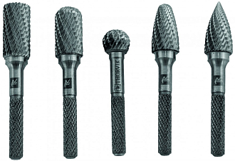 Набор борфрез твердосплавных, тип B, C, D, F, G, 10 мм, двойная насечка, в кейсе, 5 предметов, THORVIK - фото 3