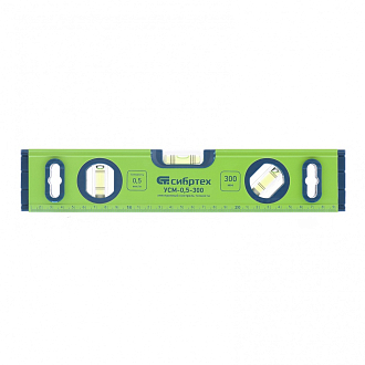 Уровень алюминиевый УСМ-0,5-300, фрезерованный, 3 глазка, магн., 300 мм Сибртех - фото 1