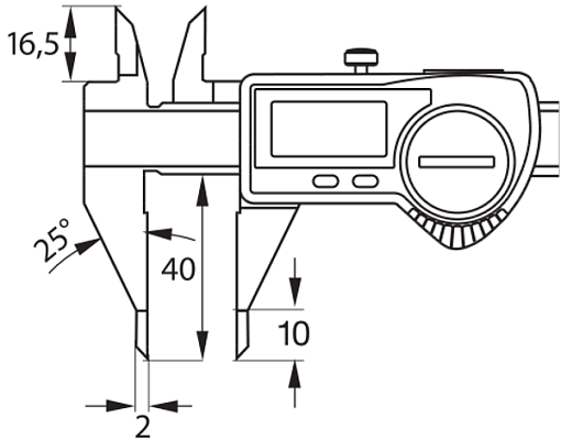 Фото 1 товара Штангенциркуль с цифр. отсчетным устр. с острыми измер. плоск. и круг.глубиномером 150 мм