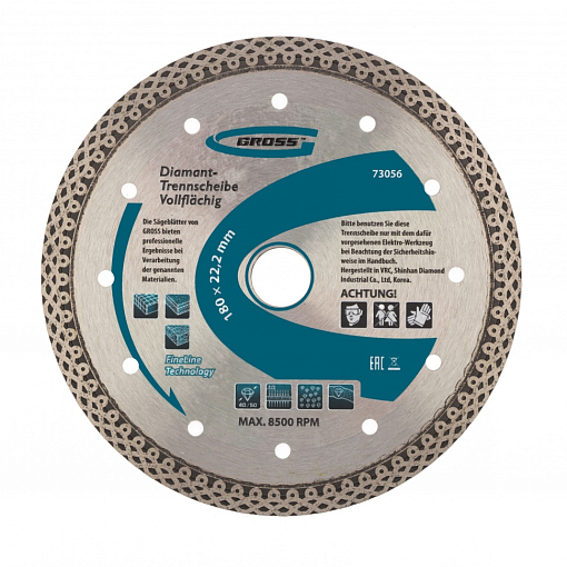 Фото 0 товара Диск отрезной алмазный 180х22,2 мм, тонкий, сплошной (Jaguar), мокрая резка Gross