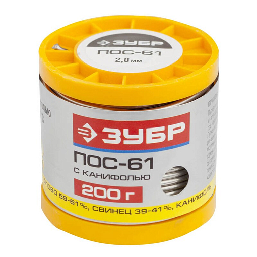 Фото 0 товара Припой, ПОС 61, трубка с канифолью Зубр 55450200-20C