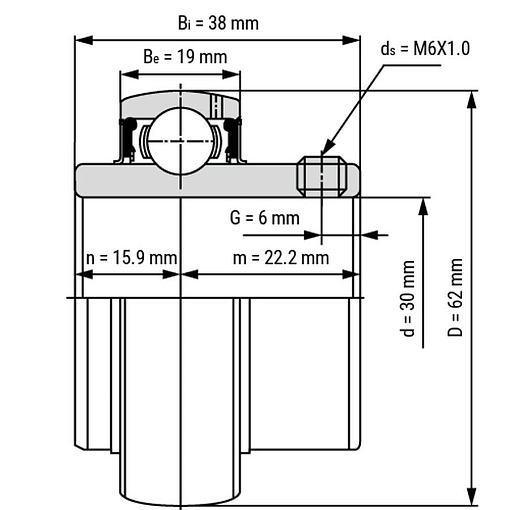 Фото 1 товара Подшипник UC206 TECHNIX