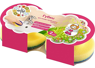 Губки для посуды c тефлоновым покр.м, круглые, D 95 х 50 мм, 2 шт, в картоне, Россия Elfe - фото 2