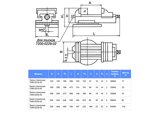 Фото 1 товара Тиски станочные чугунные поворотные 7200-0229-02 БЗСП