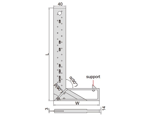 Фото 1 товара Угольник разметочный 300х150мм, INSIZE