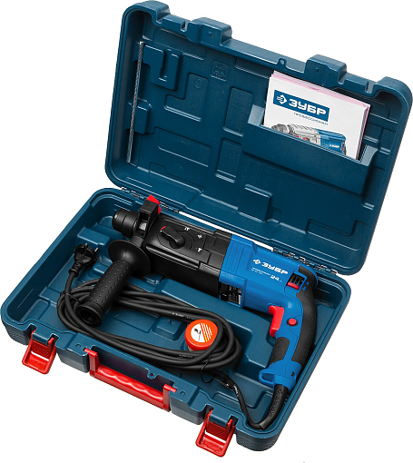 Фото 4 товара ЗУБР 750 Вт, 0-1100 об/мин, 0-4500 уд/мин, кейс, перфоратор горизонтальный ЗП-24-750 К Профессионал