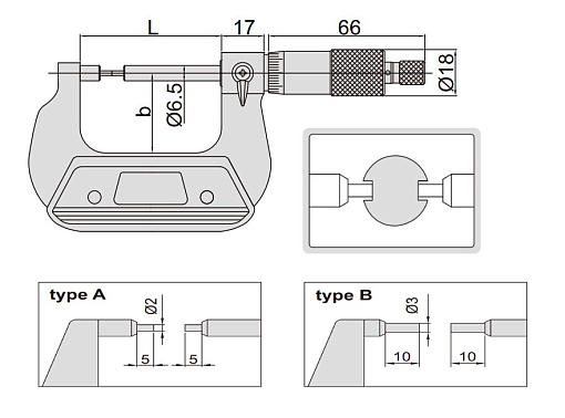Фото 1 товара Микрометр со ступенчат изм пов-ми, 0-25мм, 0.01 мм, INSIZE