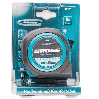 Рулетка Komfortabel 8 м х 25 мм, обрез. корпус Gross - фото 4