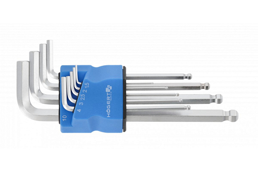 Фото 0 товара Набор шестигранных Г-образных ключей 1,5-10 мм, S2, 9 шт. HOEGERT