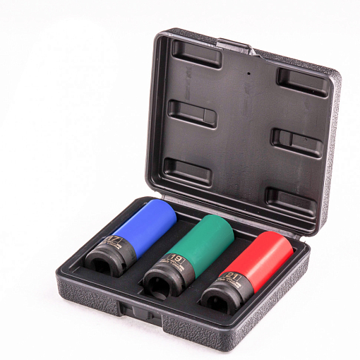 Фото 3 товара Набор головок ударных 6-гранных удл. для колес. дисков 17, 19, 21 мм, 1/2", 3 пред. Stels