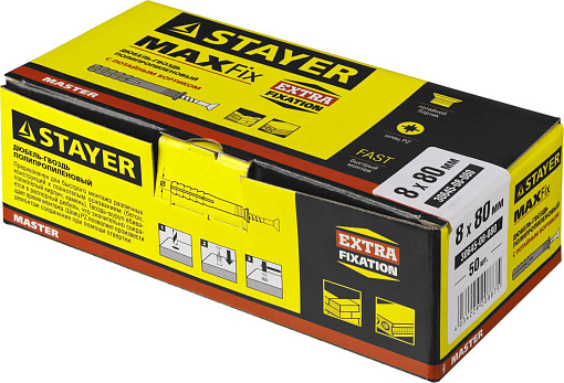 Фото 1 товара Дюбель-гвоздь полипропиленовый с потайным бортиком STAYER 80 x 8 мм, 50 шт., 30645-08-080
