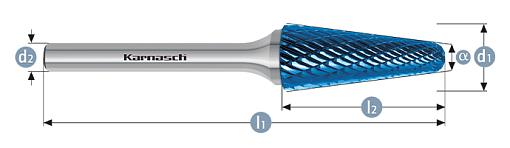 Фото 0 товара Борфреза сфероконическая тип L KEL 6х16 dхв=3 Lобщ=48 Blue-Tec Karnash арт. 11.5081-015