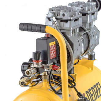 Компрессор DLS950/24 безмаслянный малошумный 950 Вт, 165 л/мин, ресивер 24 л Denzel - фото 3