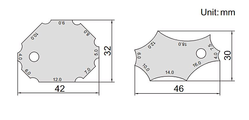 Фото 1 товара Шаблон для угловых сварочных швов 4-12 мм/4-18мм погрешность 0.5 мм (2 шт.) INSIZE
