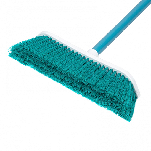 Фото 3 товара Щетка пластмассовая для подметания пола, 27 см, c черенком, 120 см, бирюзовая щетина, Home Palisad