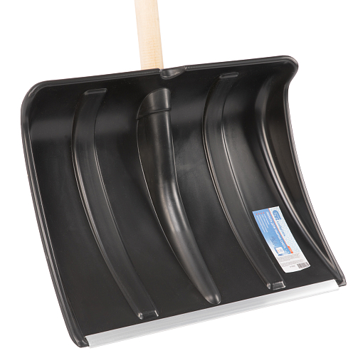 Фото 3 товара Лопата для уборки снега пластиковая, 470х350х1410 мм, деревянный черенок, Россия, Сибртех