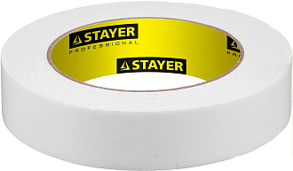 Двусторонняя клейкая лента (скотч) STAYER 12231-25-05 25 мм х 5 м, белая, на вспененной основе - фото 1