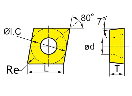 Фото 1 товара CCMT060204 LF3018 токарная пластина Deskar