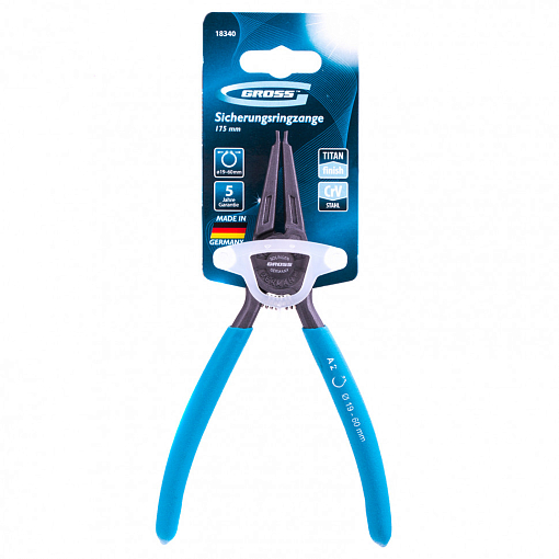 Фото 3 товара Съемник, 175 мм, для внешних стопорных колец (19-60 мм), прямые губки (разжим) Gross