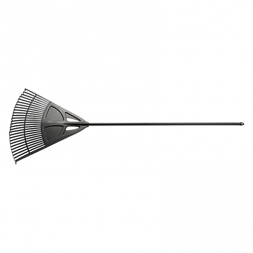 Фото 0 товара Грабли веерные пластиковые, 620 х 1750 мм, 27 плоских зубьев, алюминиевый черенок, Россия, Palisad