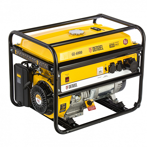 Фото 0 товара Генератор бензиновый GE 6900, 5.5 кВт, 220 В/50 Гц, 25 л, ручной старт Denzel