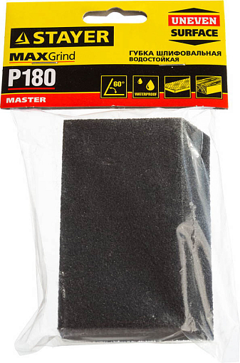 Фото 1 товара Губка шлифовальная STAYER 100x68x42x26мм, P180, угловая, средняя жесткость, 3561-180