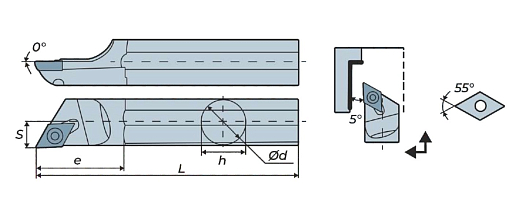 Фото 1 товара S16Q-SDXCR07 DKR державка для внутреннего точения Deskar