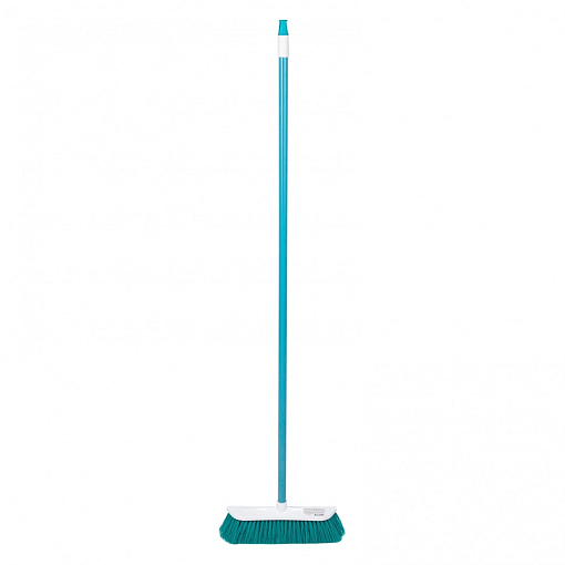 Фото 1 товара Щетка пластмассовая для подметания пола, 27 см, c черенком, 120 см, бирюзовая щетина, Home Palisad