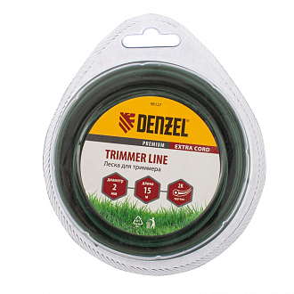 Леска для триммера, двухкомпонентная круглая 2,0 мм, 15 м Extra cord Denzel - фото 1