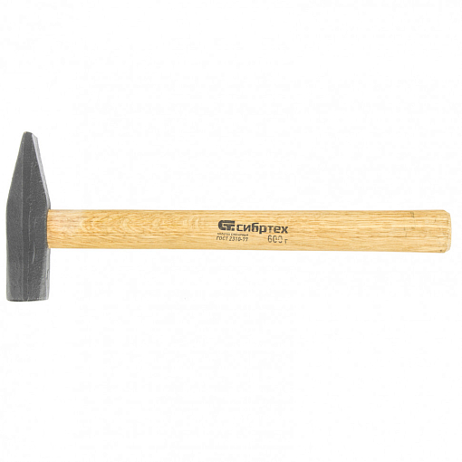 Фото 0 товара Молоток слесарный 600 г, квадратный боек, деревянная рукоятка Сибртех