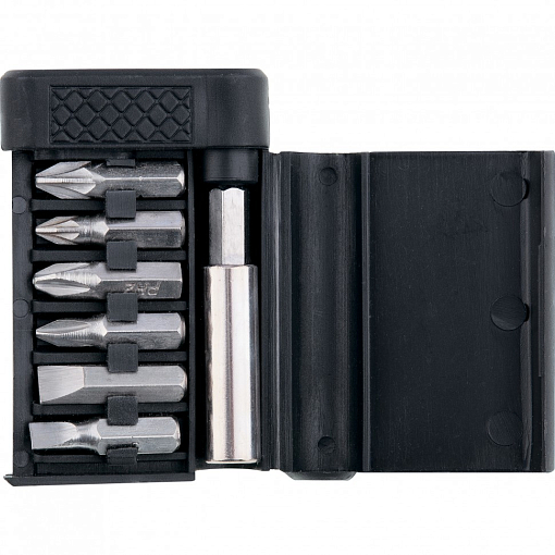 Фото 0 товара Набор бит, магн. адаптер для бит, сталь 45Х, 7 пред., пластиковый кейс Sparta