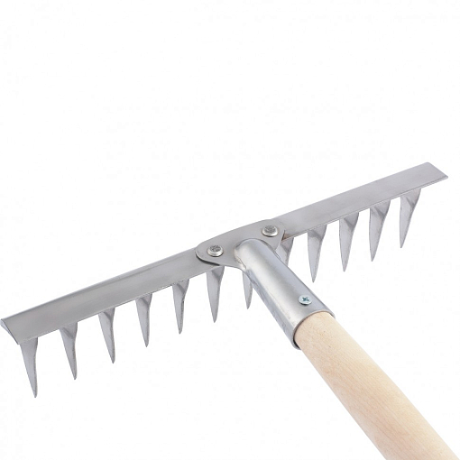 Фото 0 товара Грабли, нерж. сталь, 340х1300 мм, 14 витых зубьев, деревянный черенок, Россия Сибртех