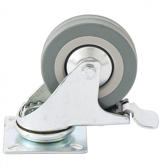 Колесо поворотное с тормозом D 75 мм, крепление платформенное Сибртех - фото 1