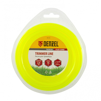 Леска для триммера, квадрат 2,4 мм х 15 м, блистер Flex cord Denzel - фото 1