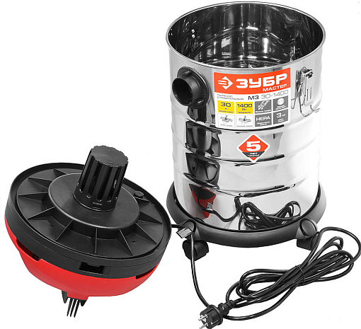 Фото 3 товара Пылесос строительный ПУ-30-1400 М3 ЗУБР 1400 Вт, Мастер