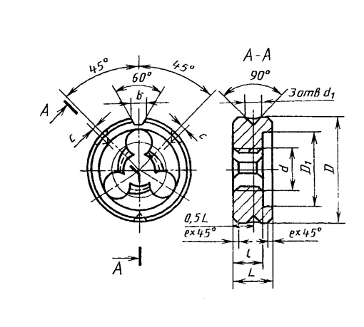 Фото 1 товара Плашка М 3,0х0,5 Р6М5К5 Sekira