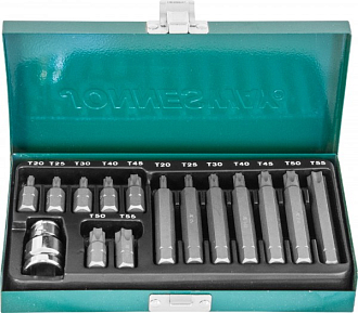 Набор вставок-бит 10 мм DR TORX® с переходниками, 15 предметов, Jonnesway - фото 2