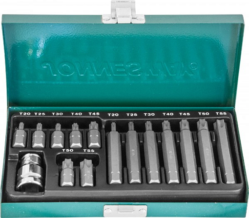 Фото 1 товара Набор вставок-бит 10 мм DR TORX® с переходниками, 15 предметов, Jonnesway