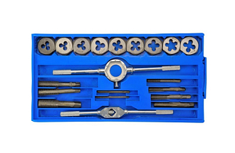 Набор метчиков и плашек М3-М12 (20 шт) в пласт.футляре - фото 1