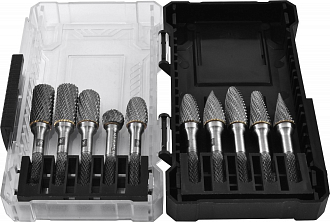 Набор борфрез твердосплавных, тип A, B, C, D, E, F, G, H, L, M, 6 мм, двойная насечка, в кейсе, 10 предметов, THORVIK - фото 2