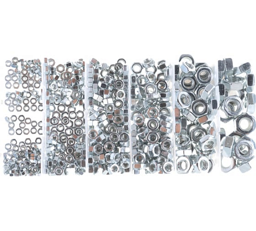Фото 2 товара Набор гаек М3, М4, М5, М6, М8, М10, 600 пред. Сибртех