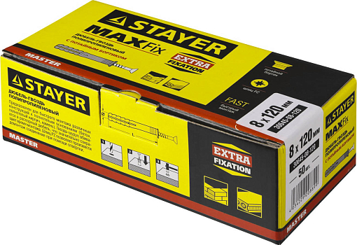 Фото 1 товара Дюбель-гвоздь полипропиленовый с потайным бортиком STAYER 120 x 8 мм, 50 шт., 30645-08-120