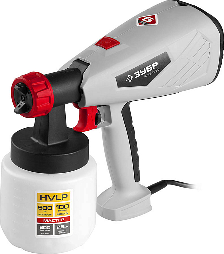 Фото 0 товара ЗУБР 500 Вт, компрессорный, HVLP, краскопульт электрический КПЭ-500 Мастер