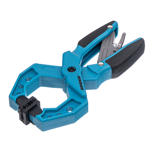 Фото 0 товара Струбцина клещеобразная 1-1/2, пластиковый корпус, храповой механизм жесткой фиксации, 38 мм Gross