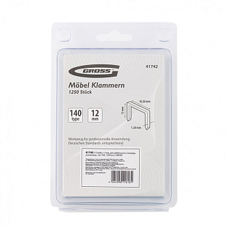 Скобы, 12 мм, для мебельного степлера, усиленные, тип 140,1250 шт Gross - фото 4