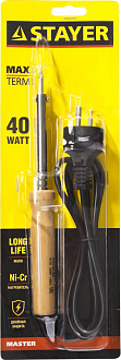 STAYER 40 Вт, 220 В, конус, деревянная рукоятка, электропаяльник, Maxterm 55310-40 Master - фото 2