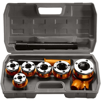 Набор клуппов 1/4-3/8-1/2-3/4-1-1,25", плашкодержатель с трещоткой, 9 пред. Sparta - фото 1