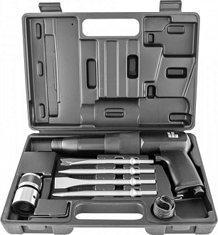 Набор молоток пневматический с низкой вибрацией 2100 уд/мин., патрон H10, c насадками, 8 предметов, Jonnesway - фото 2