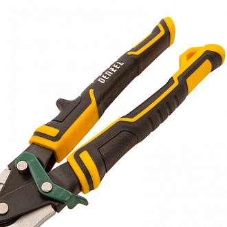 Ножницы по металлу, 270 мм, прямой и правый рез, сталь-СrMo, трехкомпонентные рукоятки Denzel - фото 6